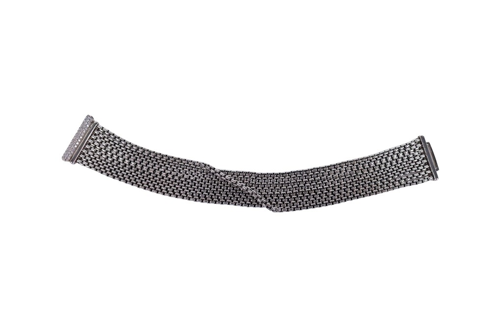 David Yurman Silver Crossover Bracelet Multi-Row Box Chain Sterling Silver Pave